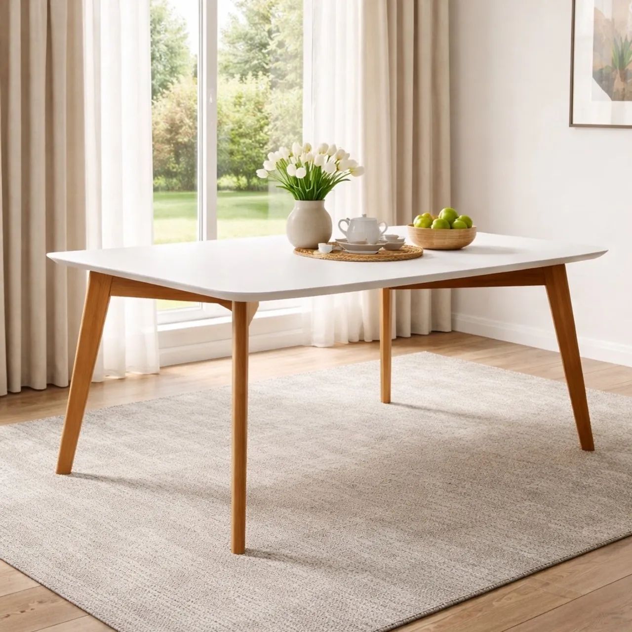 Mesa Jantar  180m Mel/Off White Base em Madeira tt8