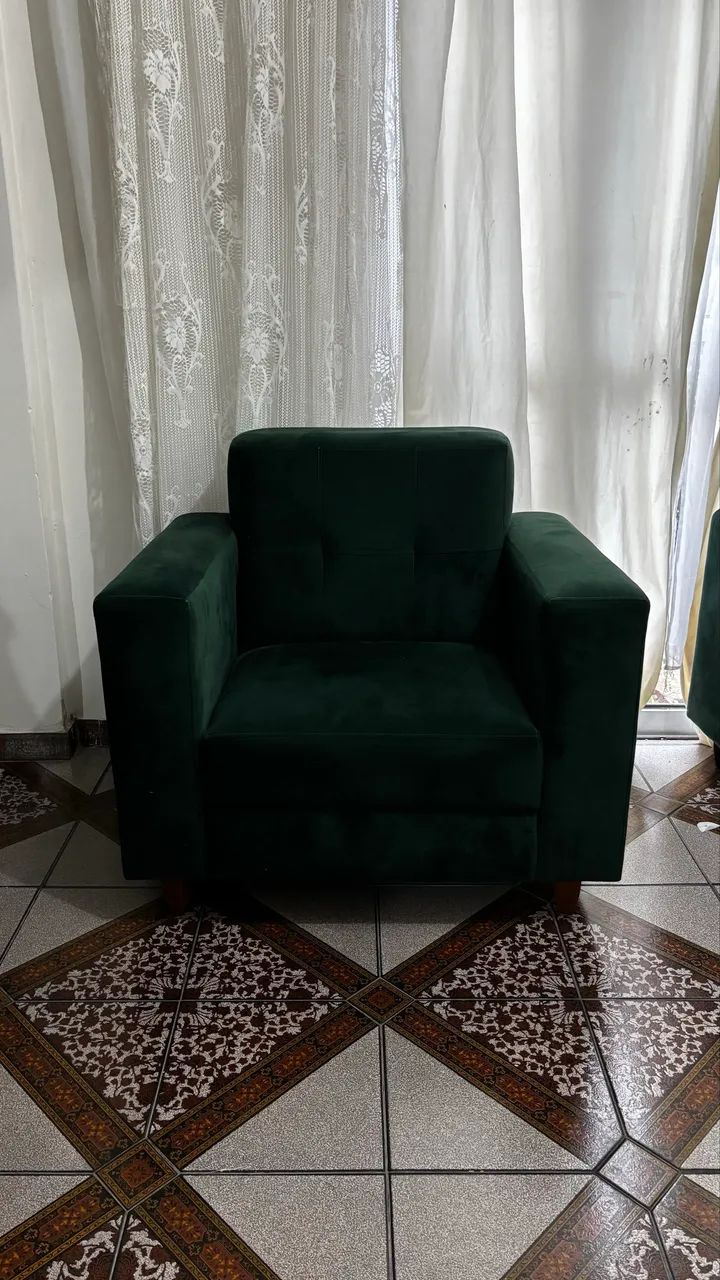 Kit Sofá 2 Lugares e 2 Poltronas Denver Suede Verde - Doce Sonho Móveis Verde - Foto 4