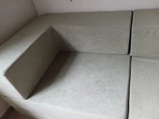 Sofá cama modular verde oliva tecido bouclê - Foto 3