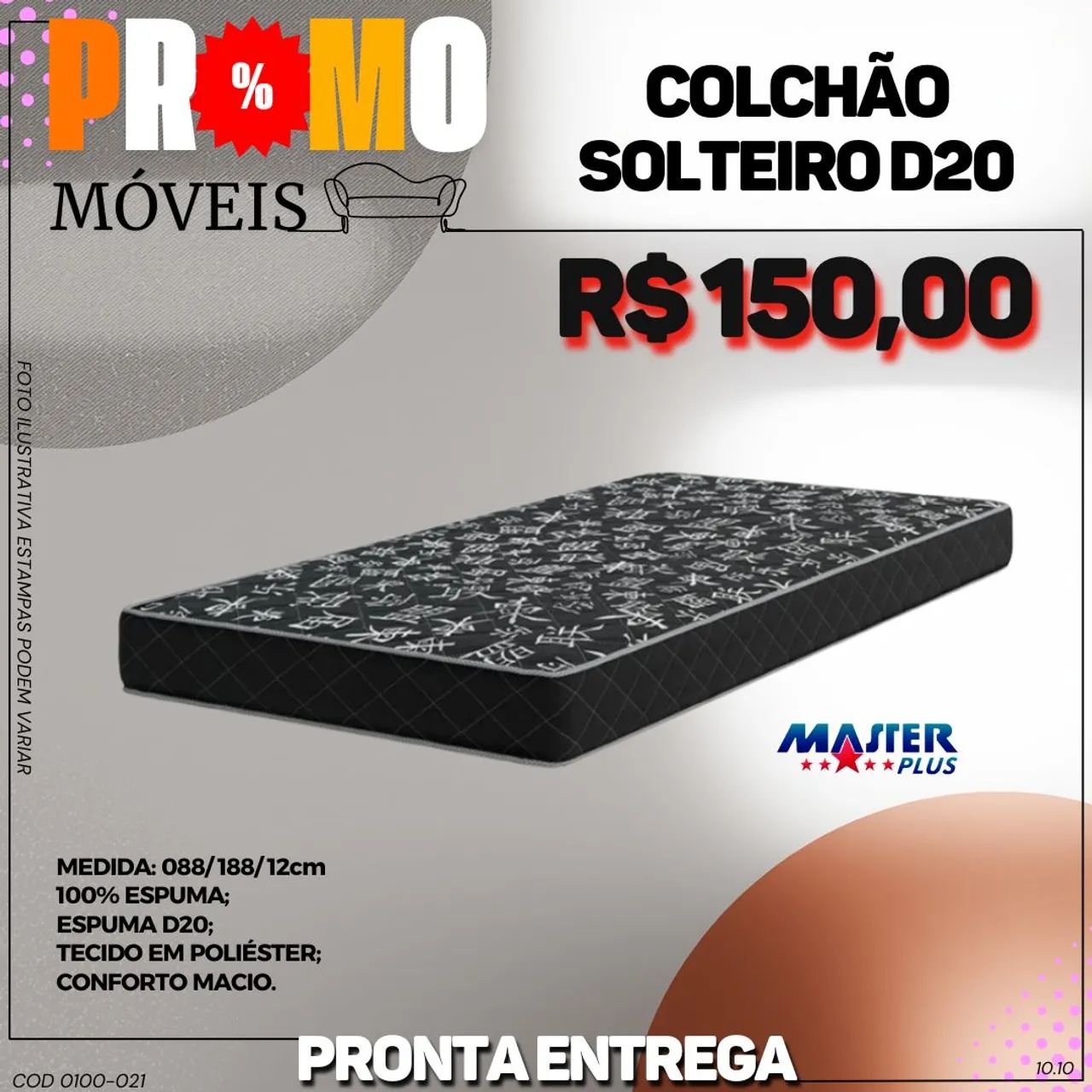 Colchão Solteiro D20 Master - Pronta Entrega