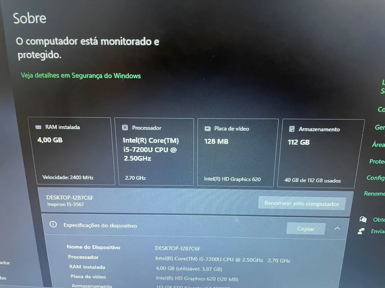 Notebook Dell Inspiron i5-7ª geração  - Foto 4