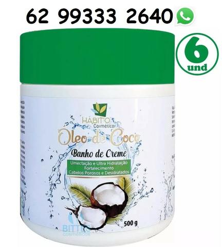 6 Banho de Creme 500 g Óleo de Coco Hábito Cosméticos