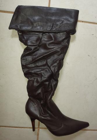Bota de couro preta e marrom 35 - Foto 4