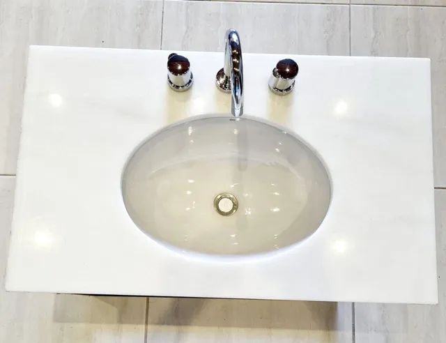 Pia de banheiro Quartzo branca Completa  - Foto 4