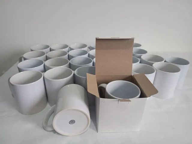 Kit Canecas Porcelana Branca + Caixinhas Brancas - Foto 5