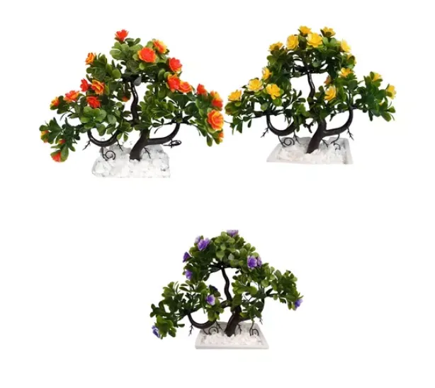 3 unidades de Planta Artificial Para Sala Arvore Planta Bonsai Sem Vaso