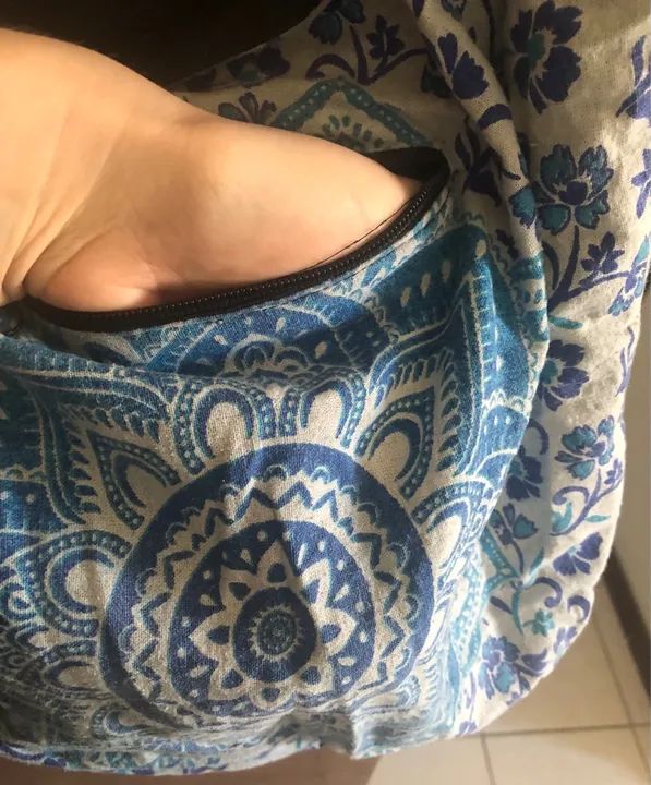 Bolsa azul de algodão  - Foto 3