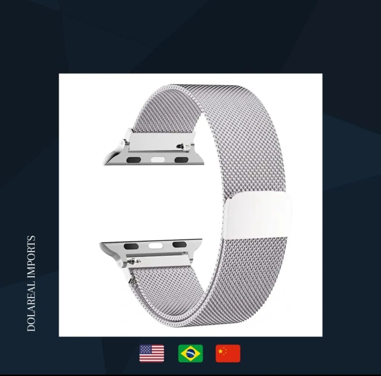 Pulseira metálica prata para relógio smartwatch 