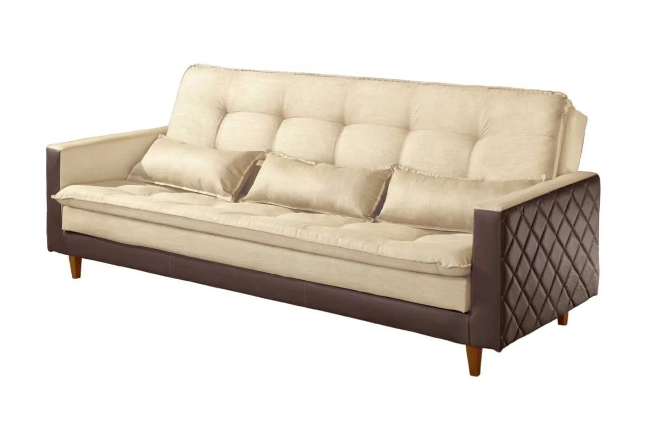 Sofá-Cama 210cm Linho Bege Super Design r433 - Foto 2