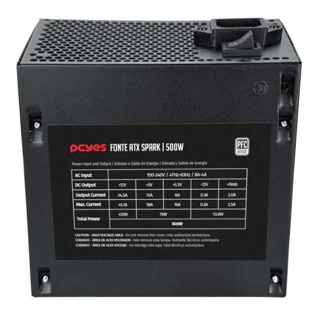 Fonte ATX 500W Real PFC Ativo 75+ Eficiência Pcyes Spark - 1 Ano de Garantia - WZetta - Foto 5