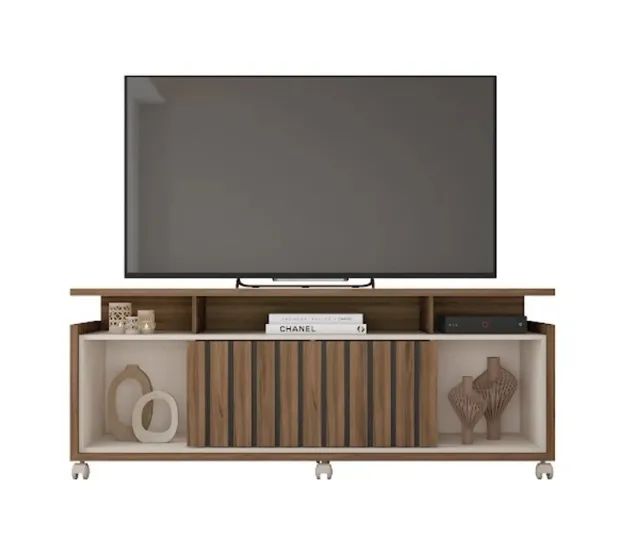 BANCADA OASIS 160 NOGUEIRA SAN REMO/OFF WHITE CAEMMUN TV ATE 70 POLEGADAS - Foto 3