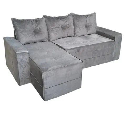 Sofá  De 3 Lugares  Chaise Ane Na Cor Cinza 