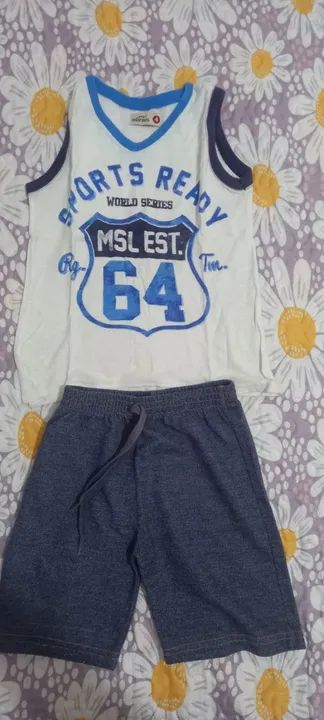 Roupa camiseta regata e bermuda tamanho 04 usado. - Foto 5