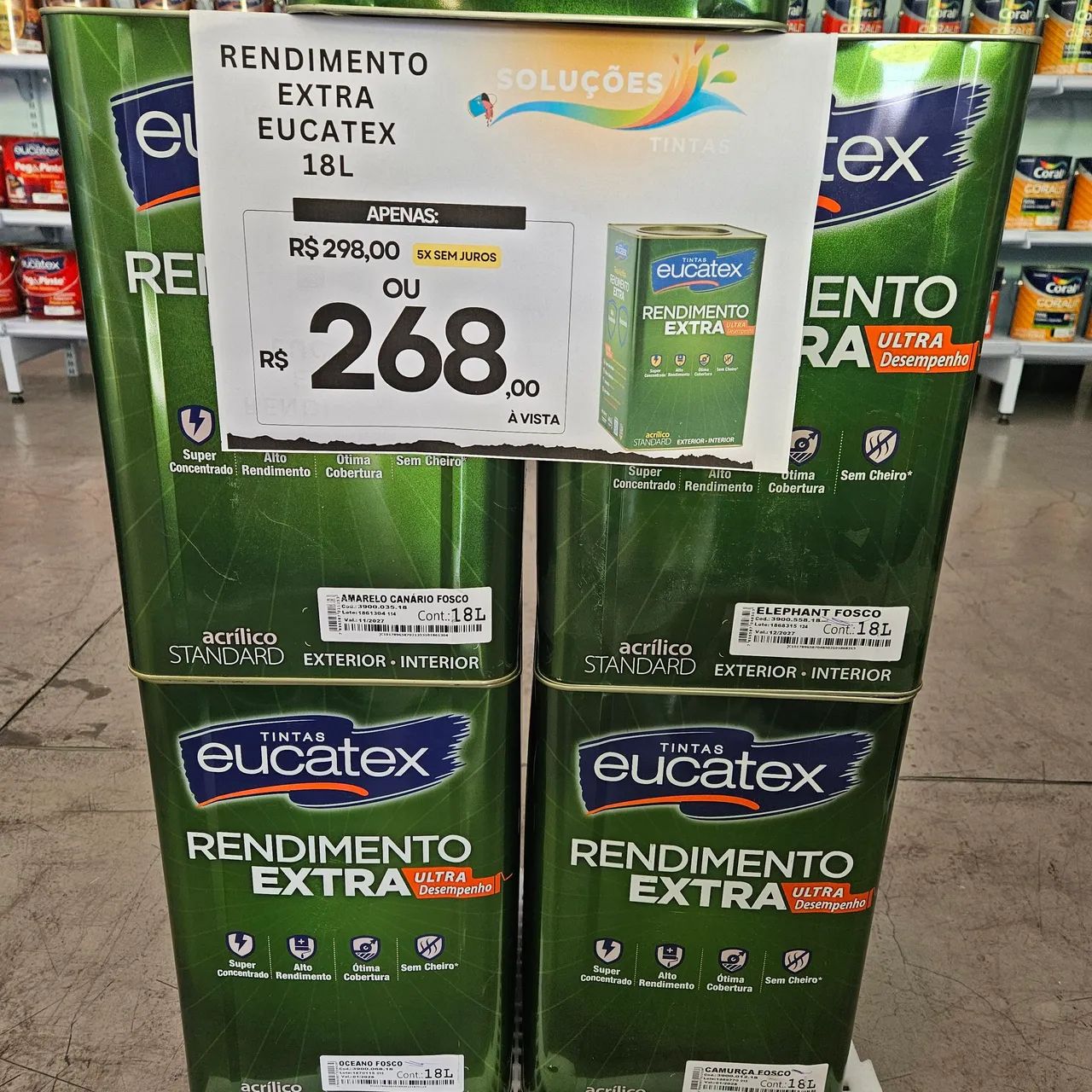 Tinta Eucatex Rendimento Extra 18L - A Pronta Entrega!