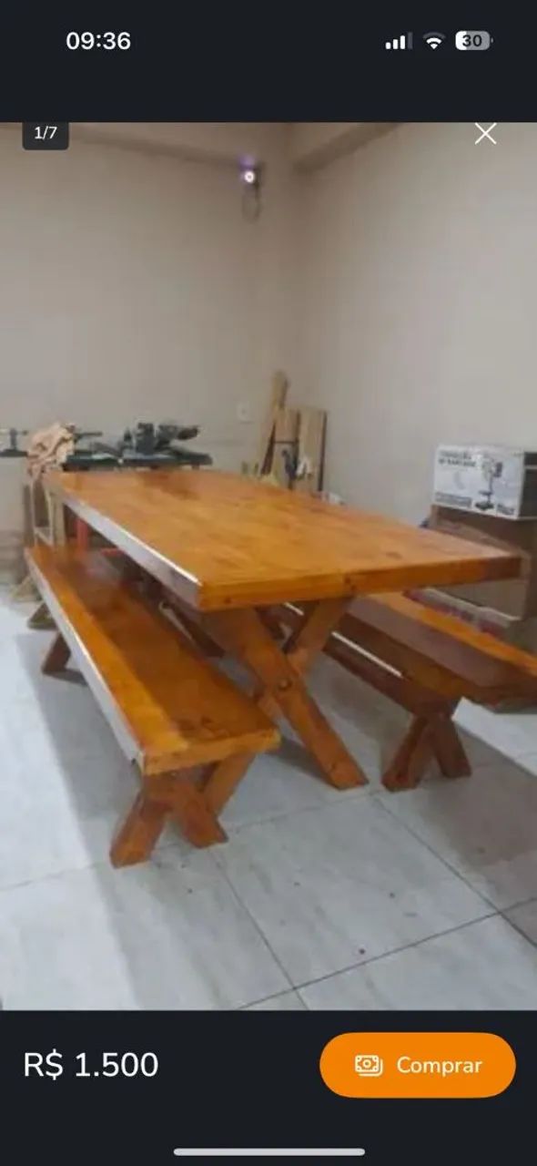 Mesa madeira maciça rustica - Foto 3