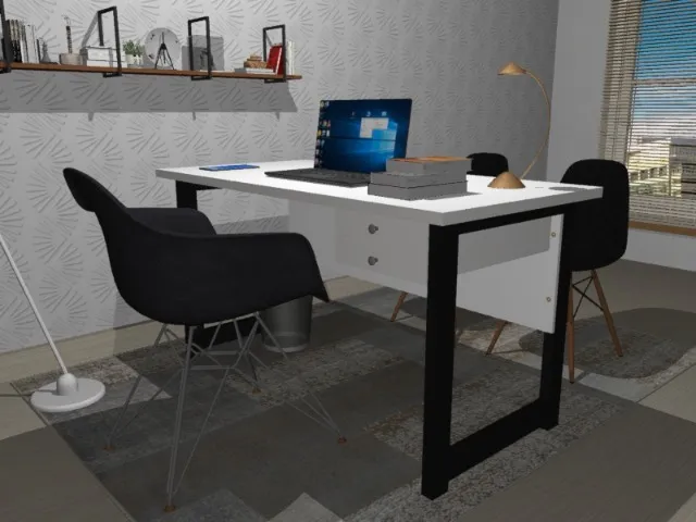Mesa de Escritório Delluxe. Em Madeira Maciça: L100cm x P50cm x A74cm