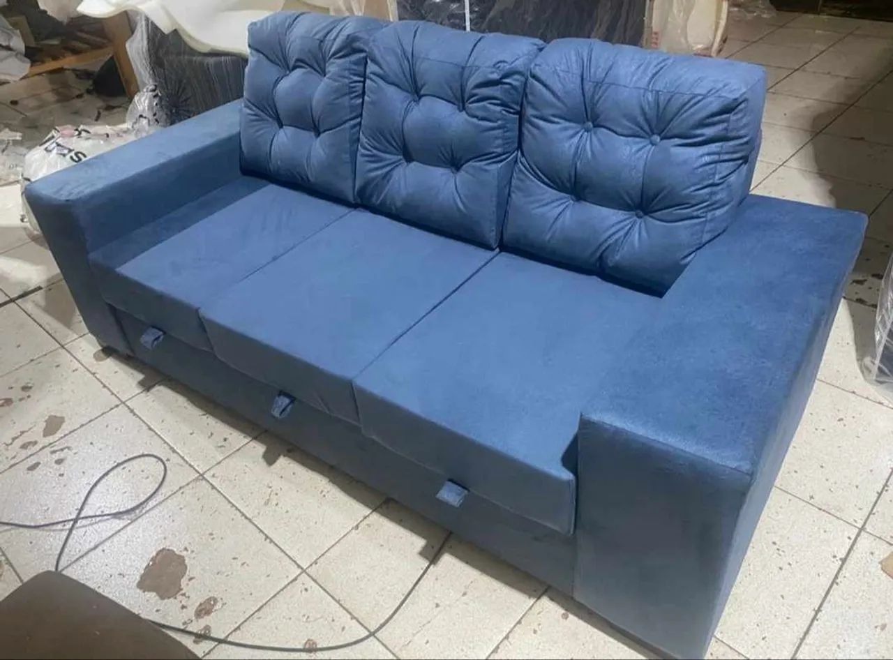 Sofá retrátil azul novo melhor preço entrego  - Foto 2