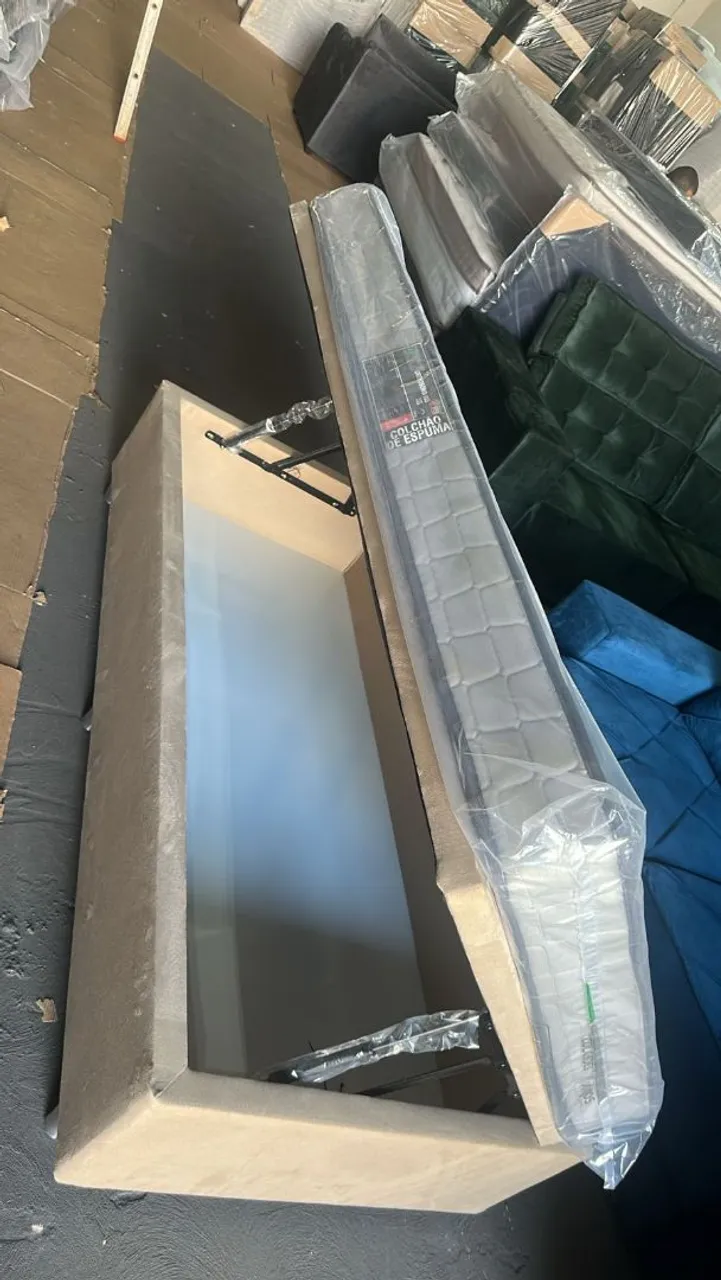 Base box baú com Colchão D33 novo reforçada garantia