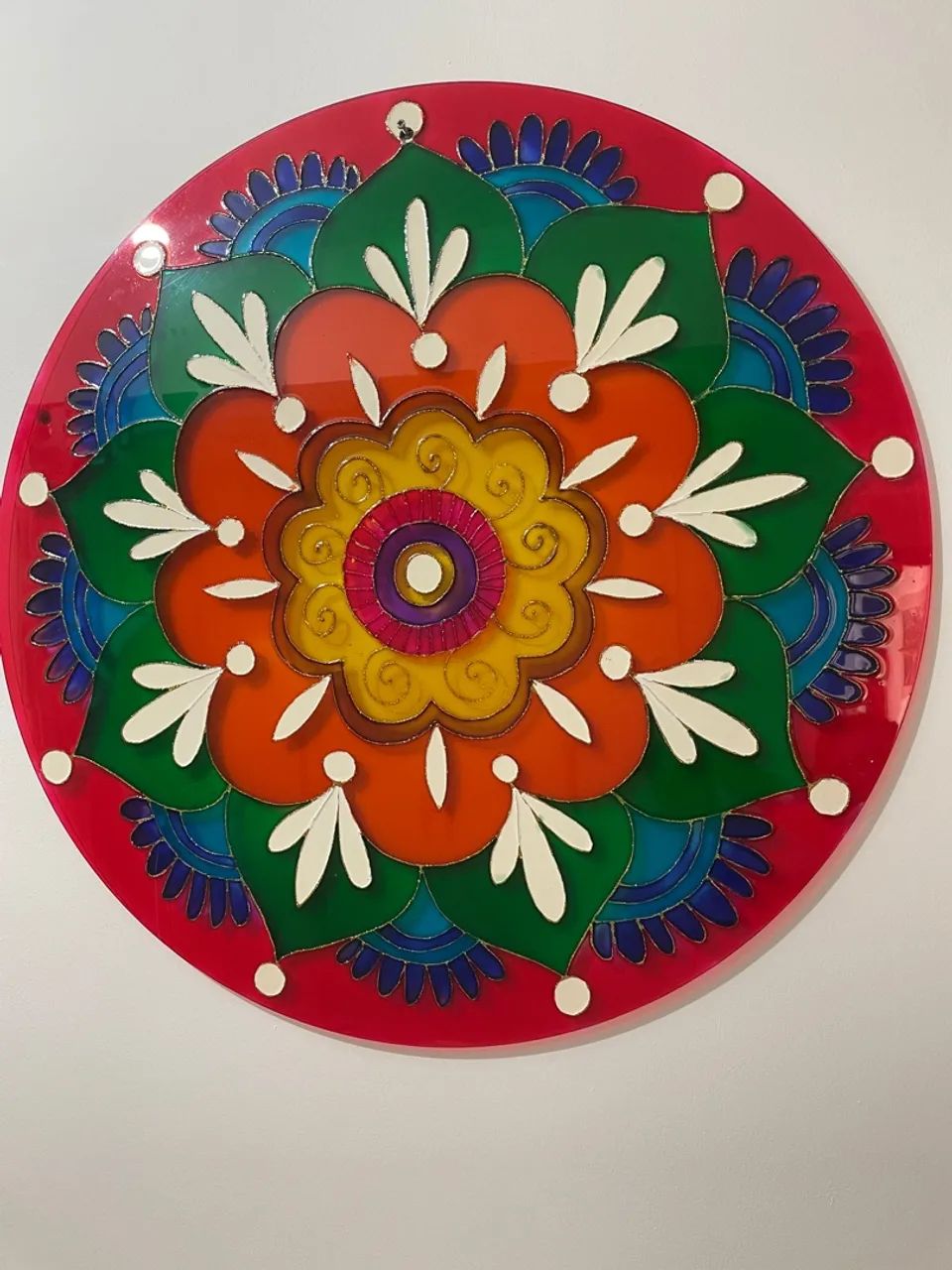 1 mandala de vidro grande 90 cm e 3 pequenas