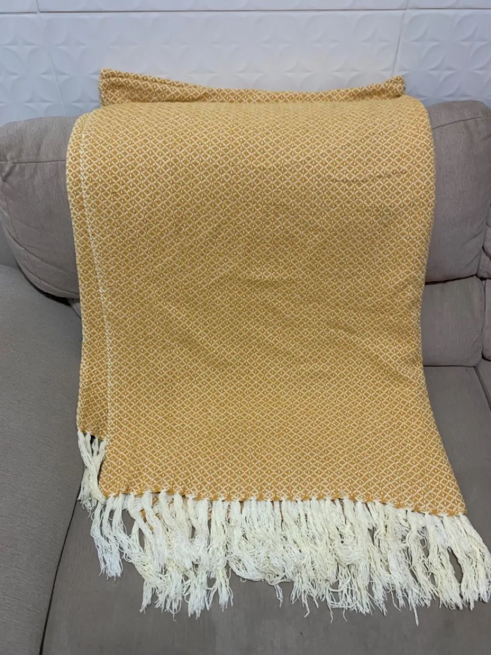 Manta de franjas amarelo - Foto 2