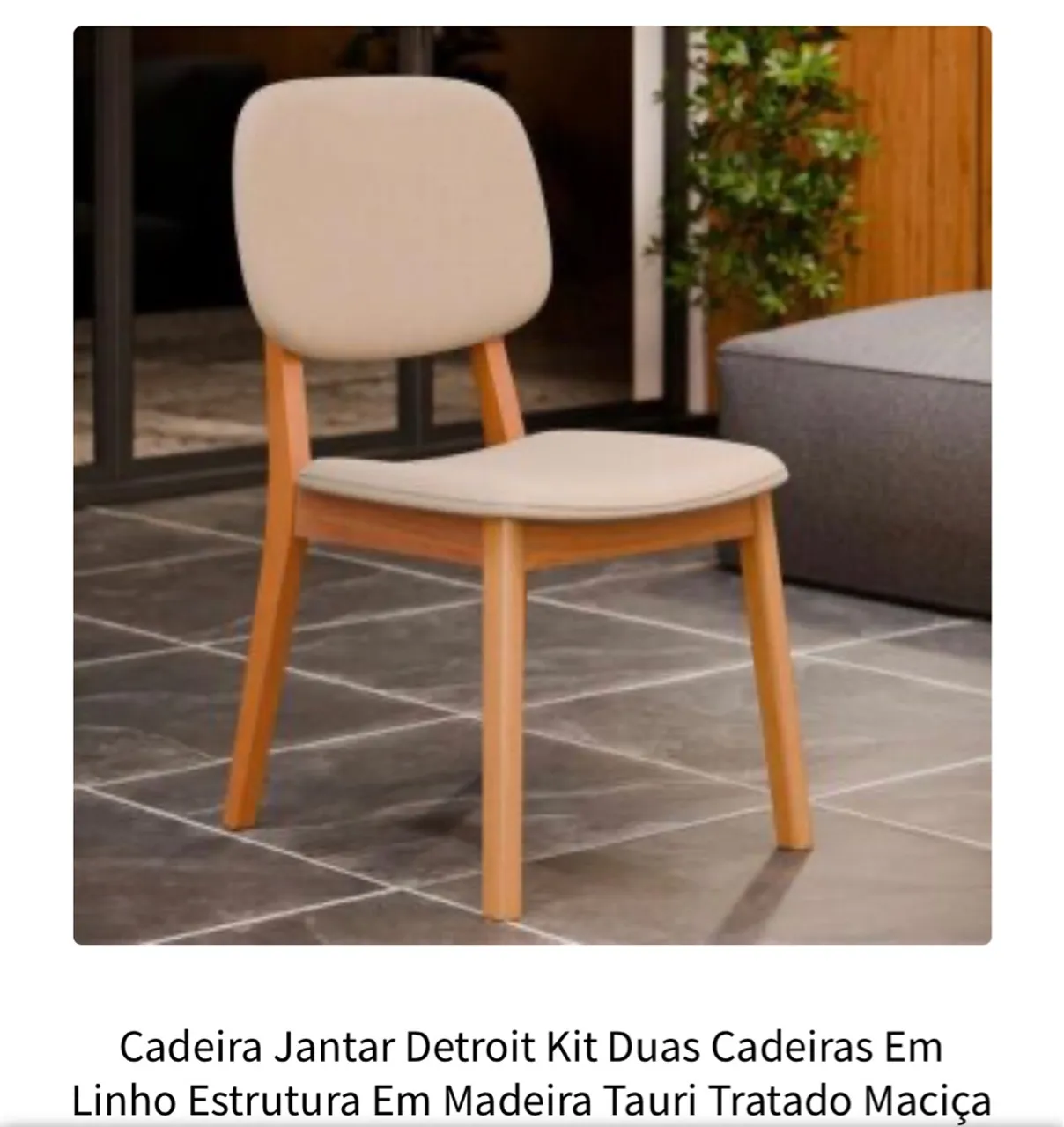 Cadeira Detroit Kit Duas Cadeiras Em Linho Madeira