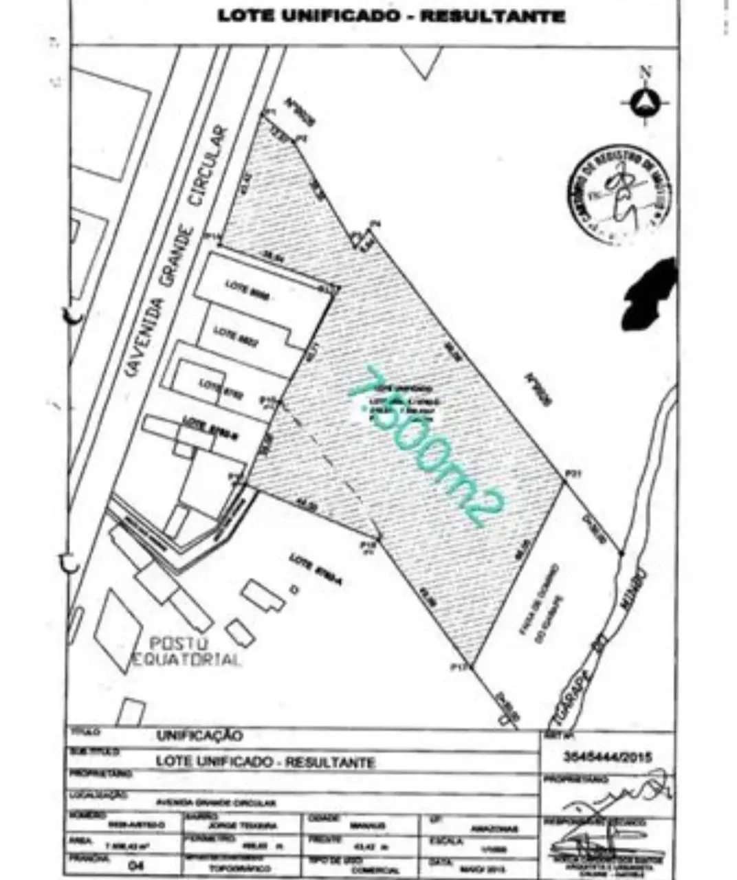 Terreno na Autaz Mirim próximo ao Supermercado ASSAÍ com 7.506m2. Plano, Murado. Sentido B