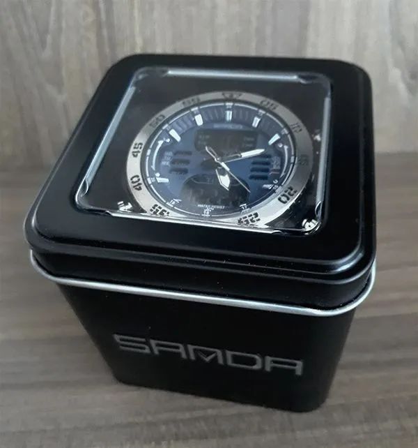 Relógio de pulso Casual analógico e digital SANDA - AZUL - NOVO E NA CAIXA - Foto 5