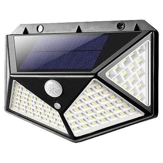Luminária Solar 100 Led Sensor Presença Parede Externa