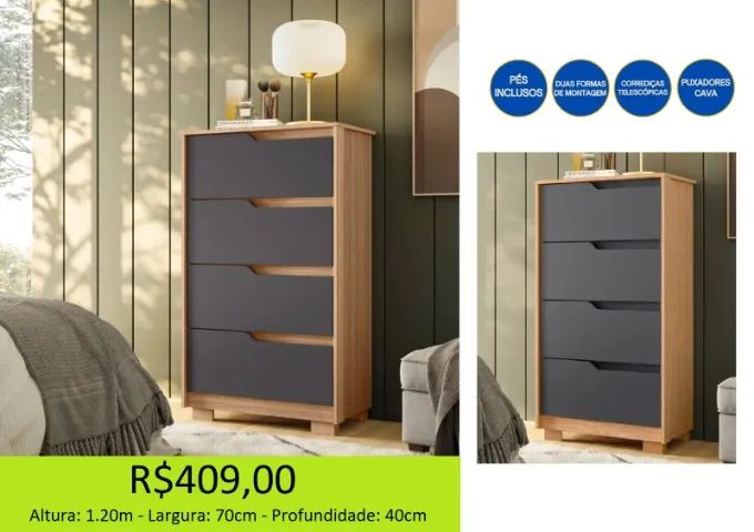 Comoda com gavetas estilo cava  - Foto 2