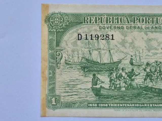 Cédula Antiga. 1 Angolar. 1948 República Portuguesa! - Foto 2
