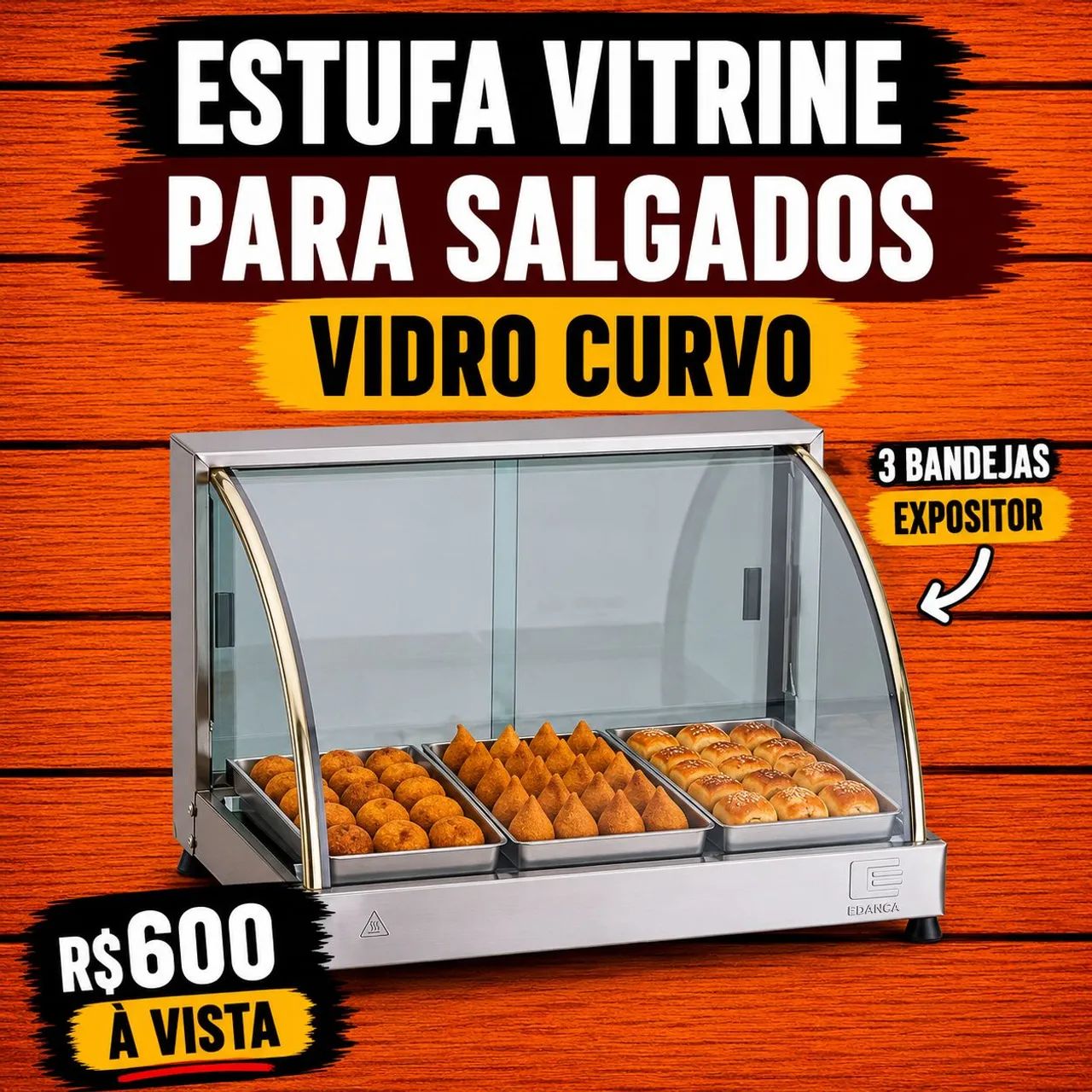 Estufa térmica para salgados 3 cubas 