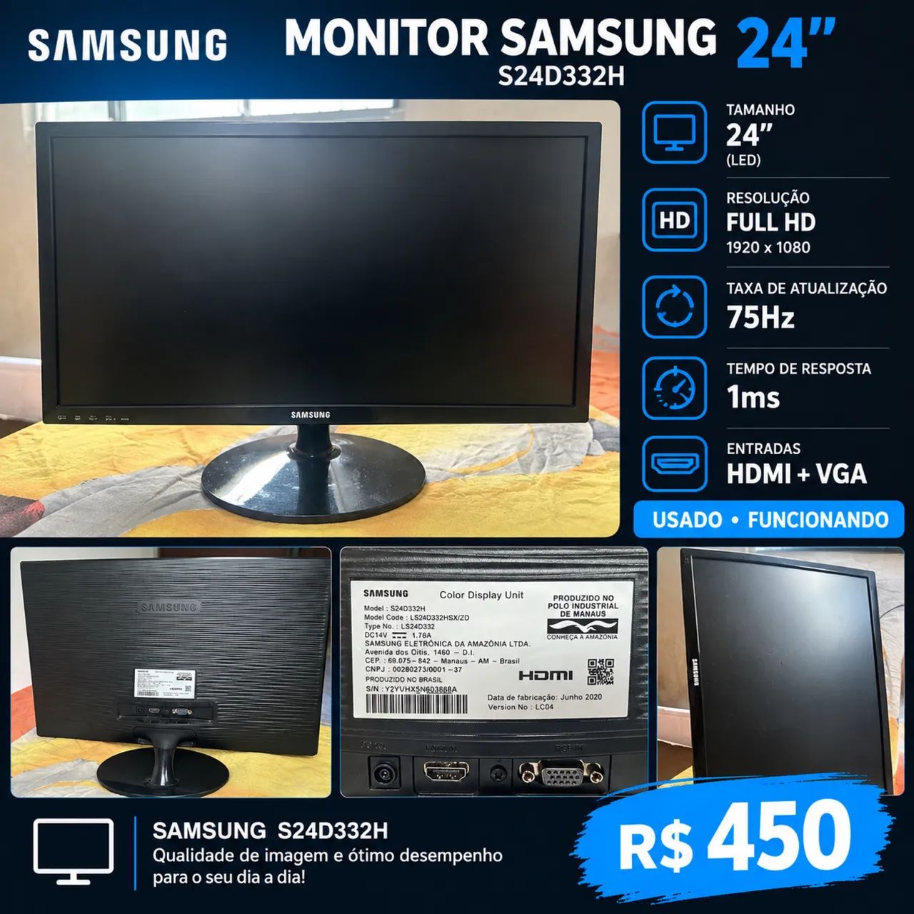Monitor Samsung 24 polegadas 