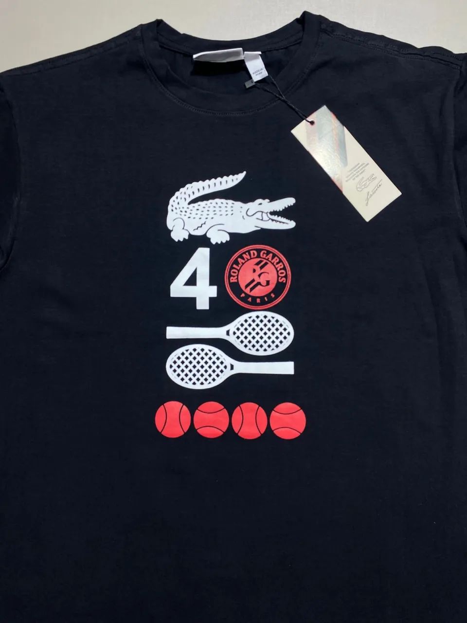 Camiseta Lac Roland Garros Preta - Foto 3