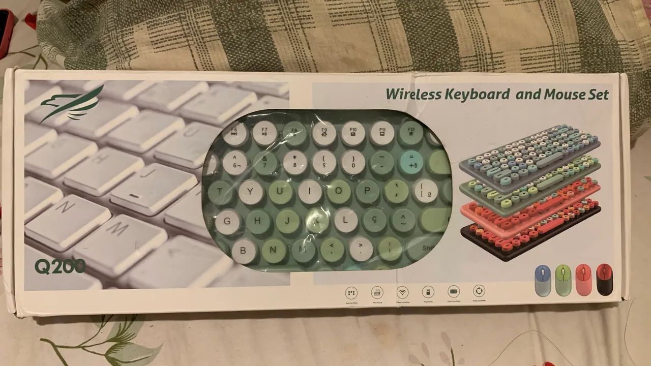 KIT TECLADO E MOUSE VINTAGE VERDE