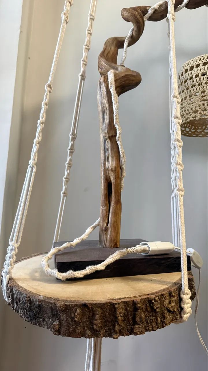 Luminária boho com suporte orgânico  - Foto 5