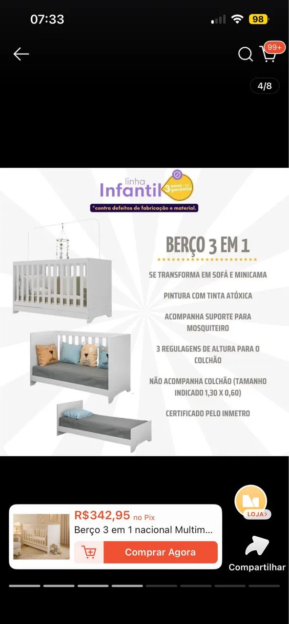 Berço 3 em 1 