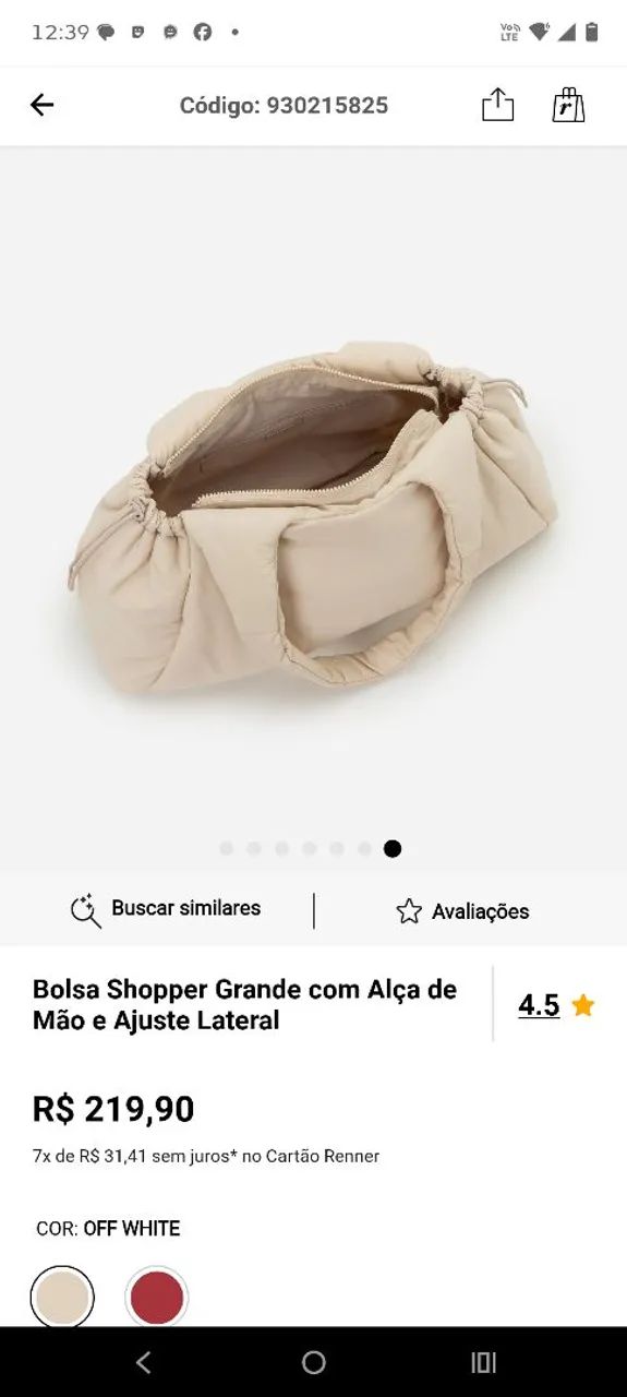 Bolsa nova Riachuelo 
