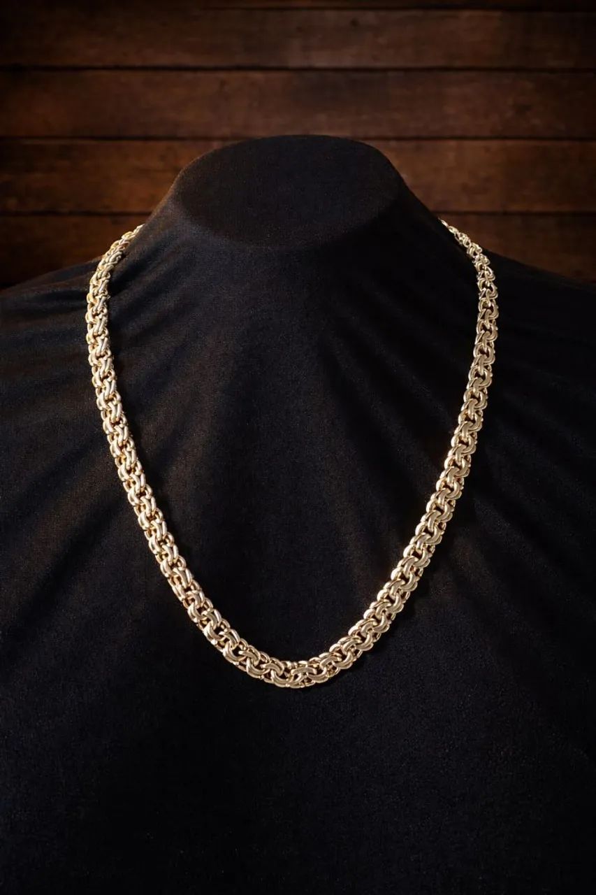 Corrente de Prata maciça 925 com banho em ouro vermeil 18k 