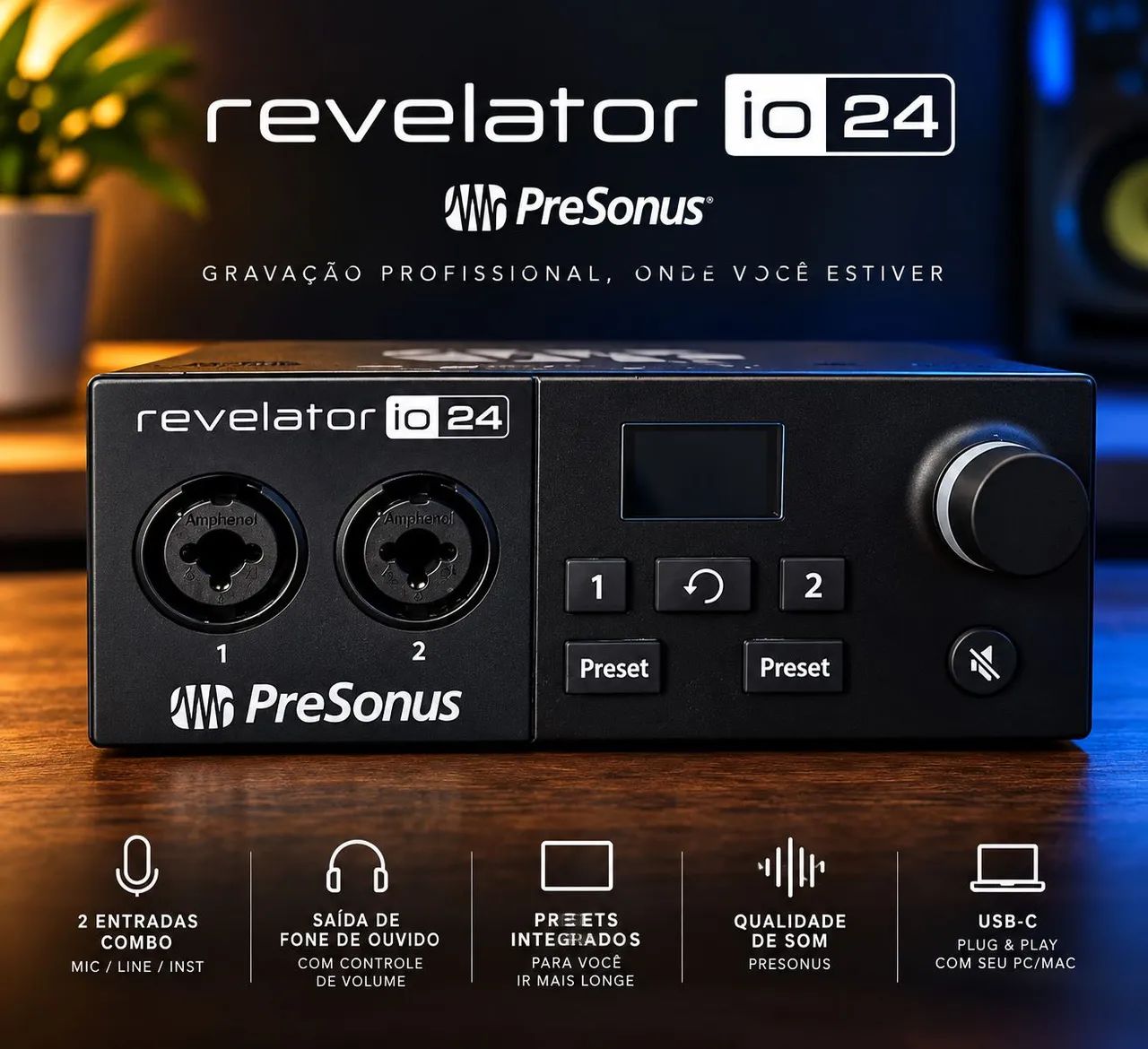 Interface de Áudio PreSonus Revelator io24 
