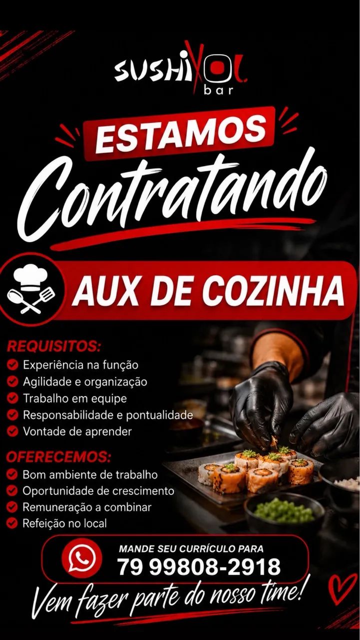 Vaga de emprego auxiliar da cozinha 