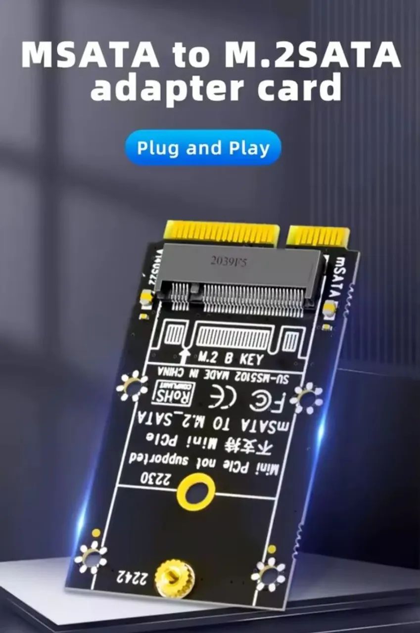 Placa Adaptadora mSATA para SSD M.2 SATA (NGFF) B-Key / B&M-Key - Foto 5