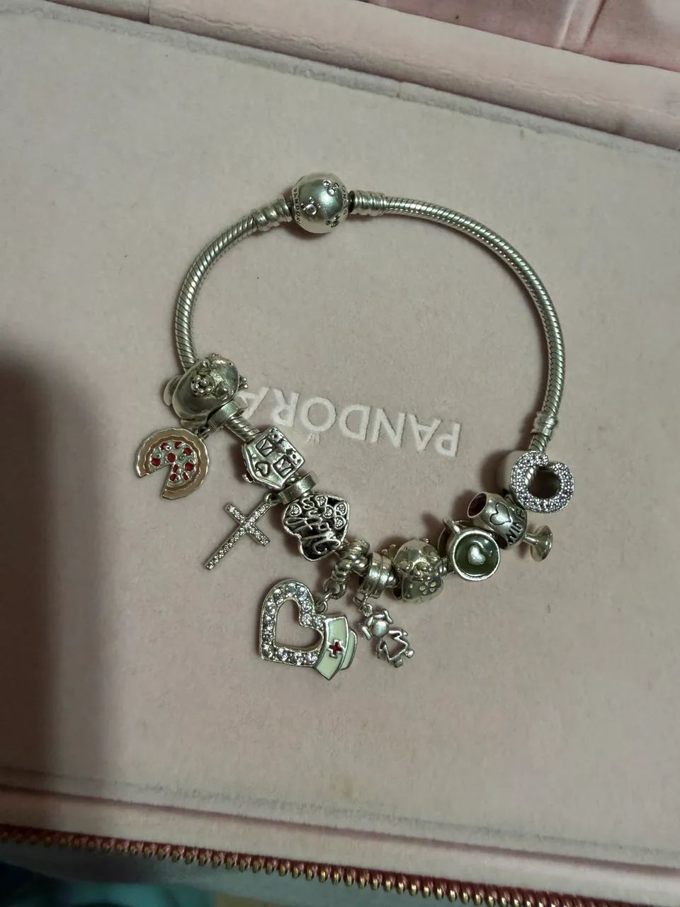 pulseira pandora original com berloques prata 925