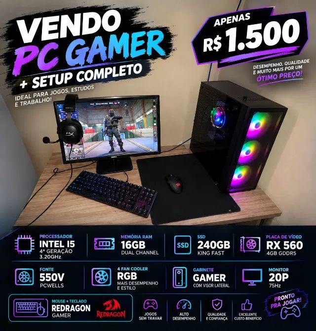 (DESAPEGO) PC GAMER + SETUP GAMER (PRA SAIR RÁPIDO) 