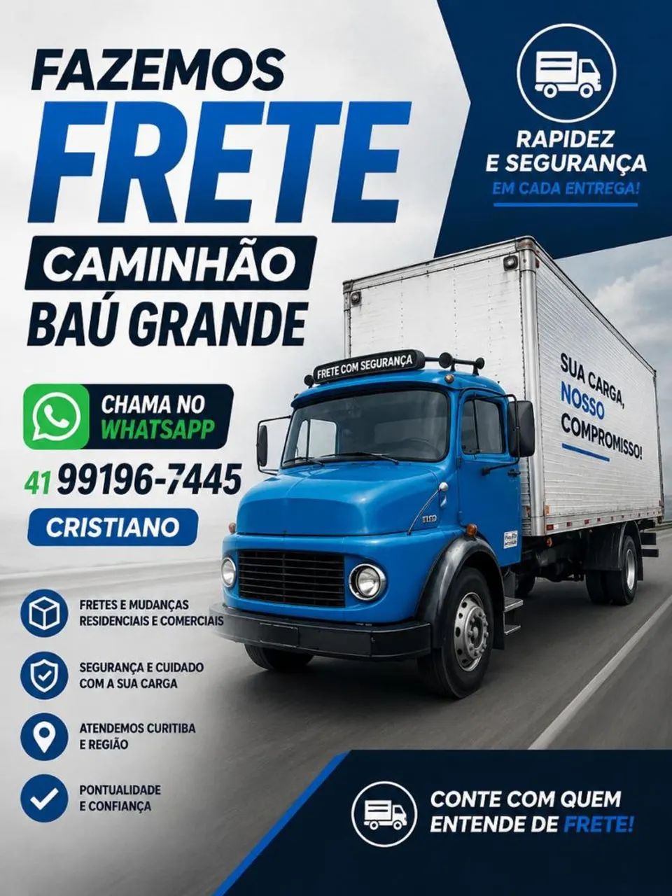 Frete mudança caminhão baú 