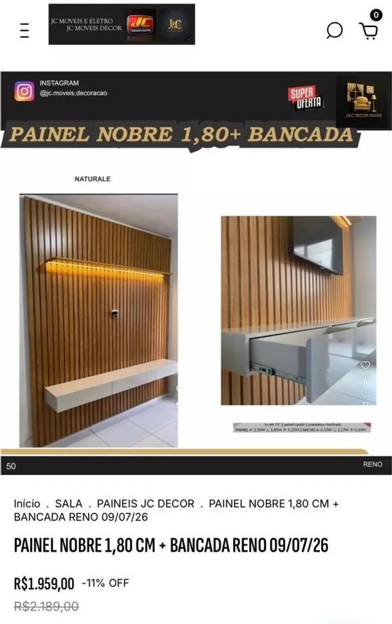 PAINEL NOBRE 1.80 E BANCADA MDF