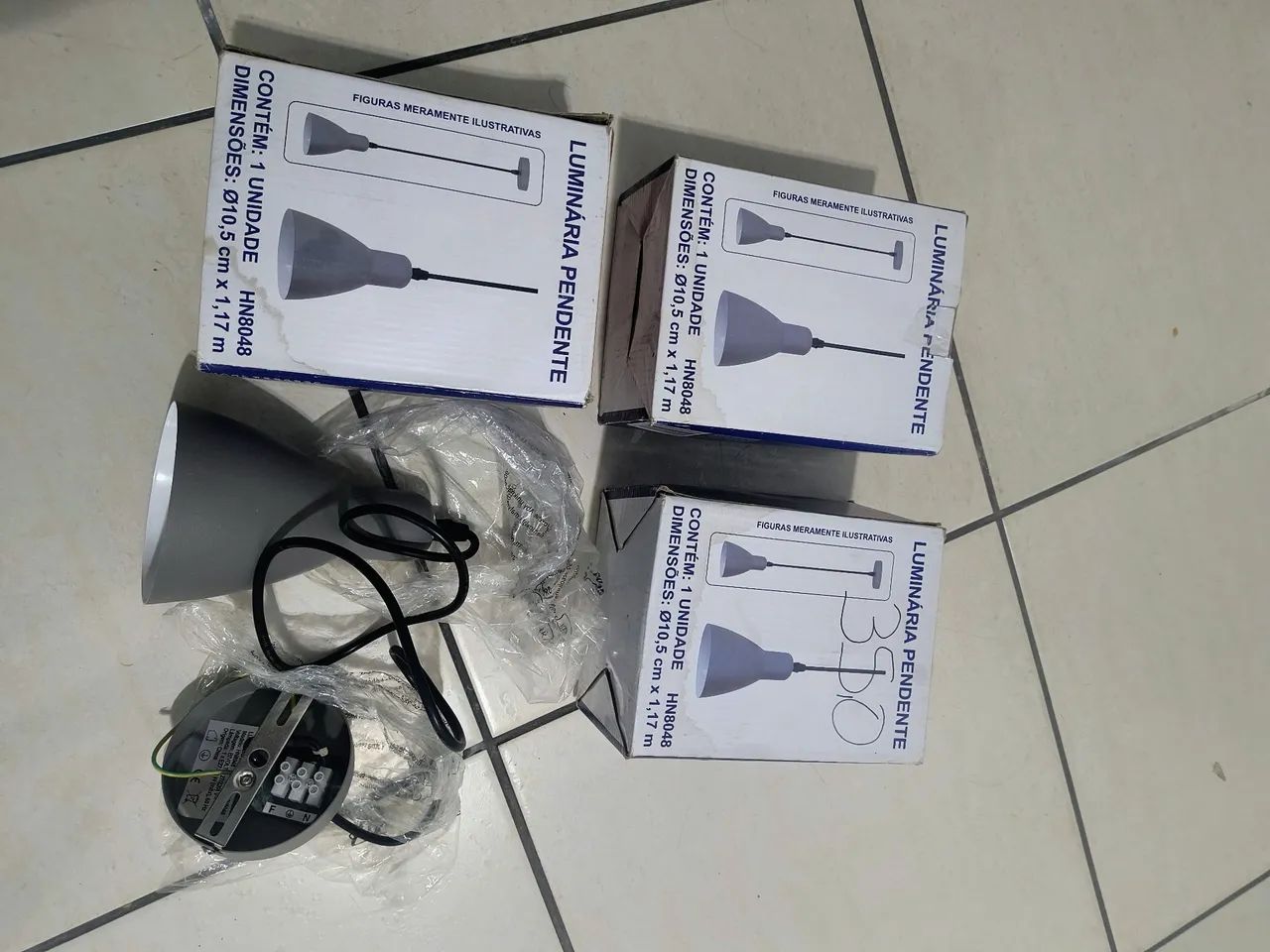 3 Caixas Luminárias Pendentes Novas
