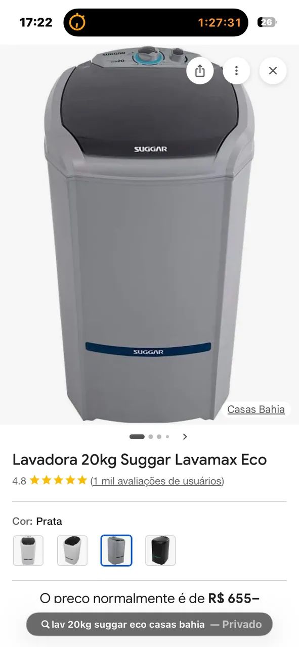 Lavadora Suggar 20 kg.Nova com nota - Foto 2