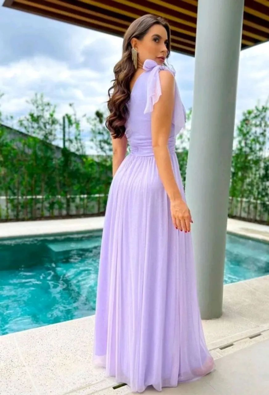 Vestido longo tule na cor lavanda  - Foto 2