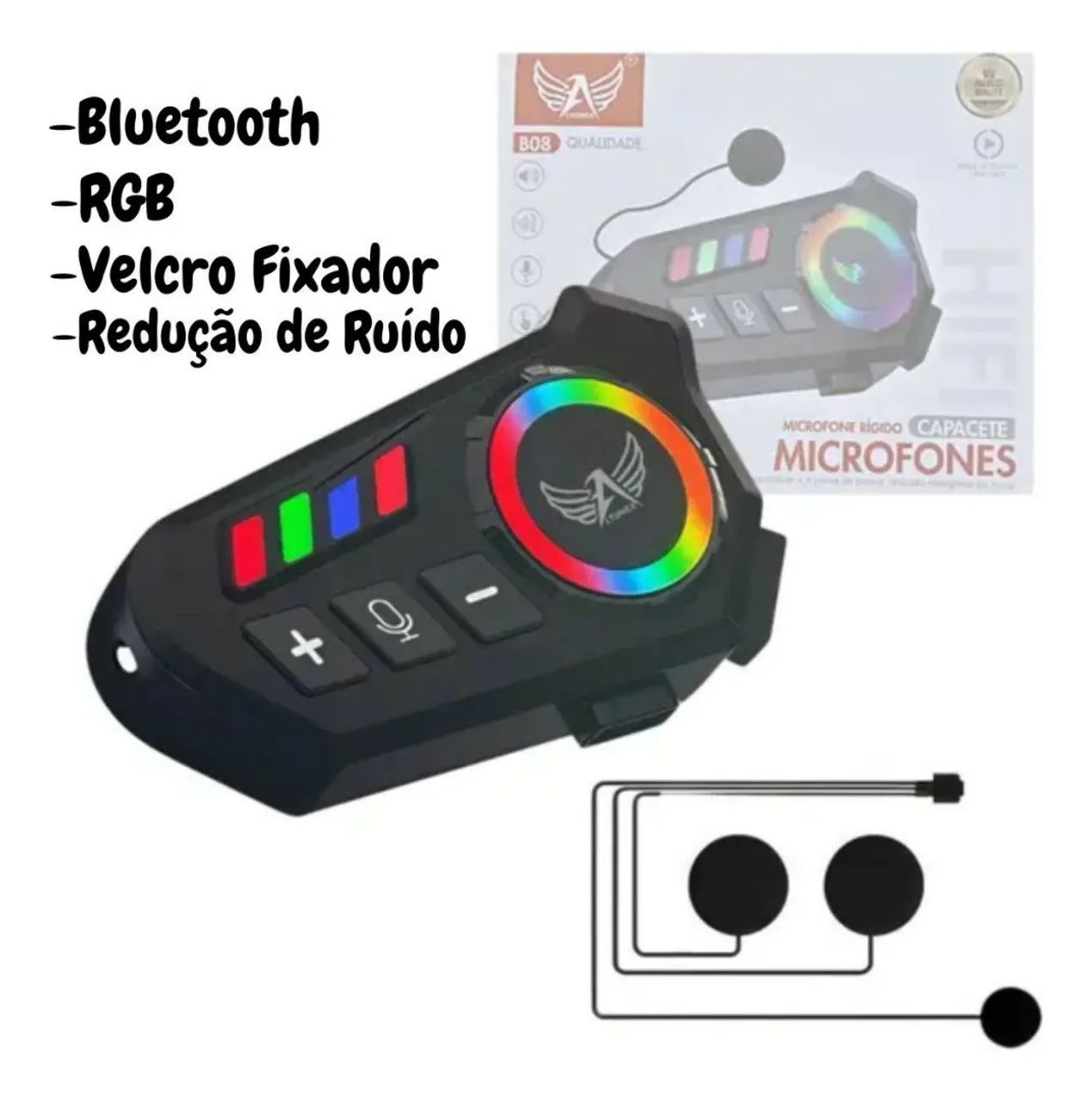 Fone De Ouvido Microfone Rgb Bluetooth Para Capacete Moto<br> - Foto 2