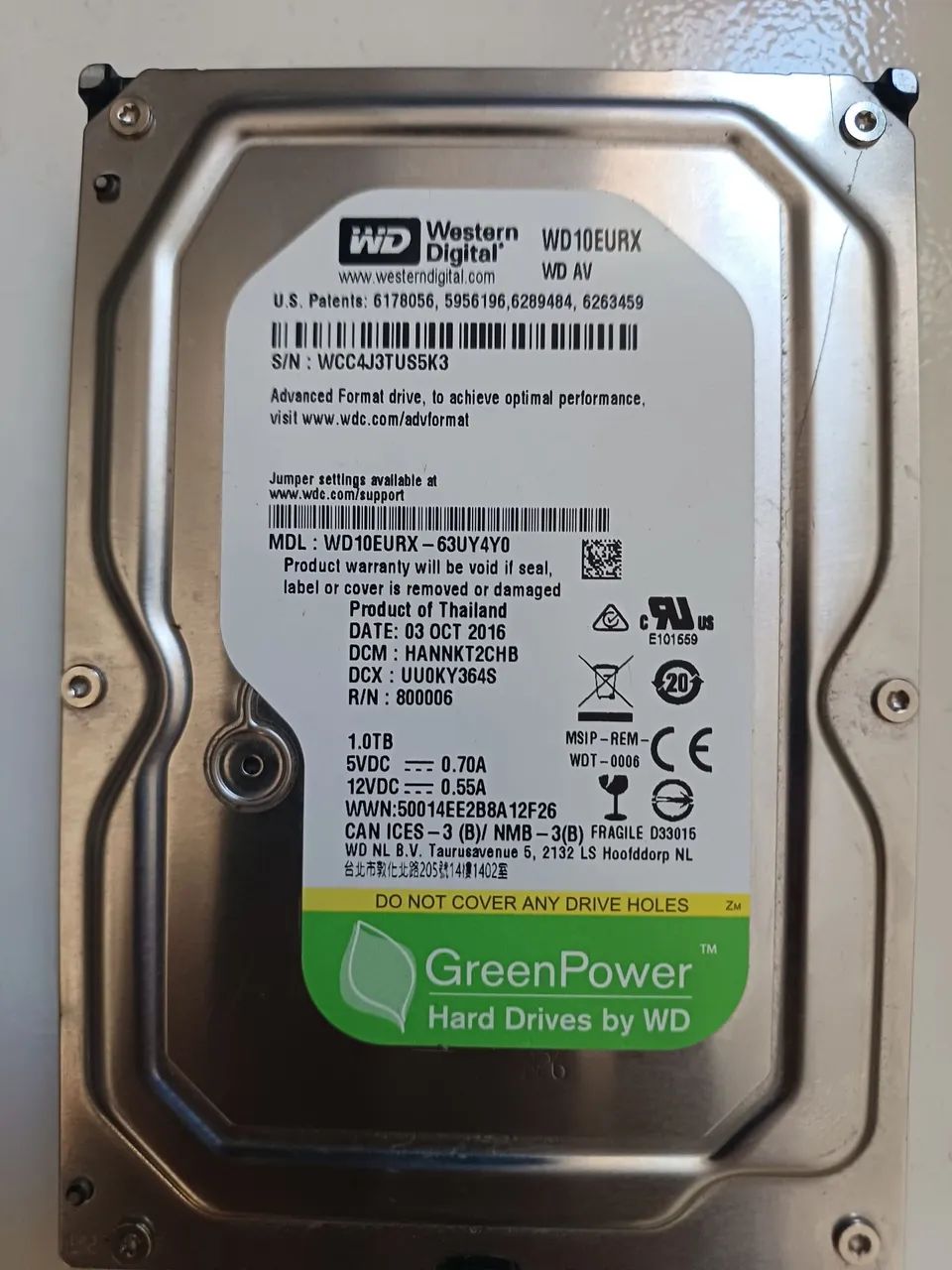Hd 1tb wd Green cftv dvr nvr cpu 